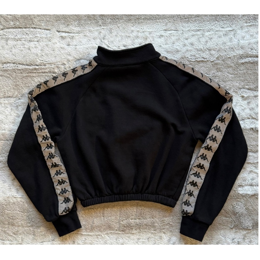 Kappa Reflective Cropped Pullover Sweatshirt in Black Size S - Picture 3 of 8
